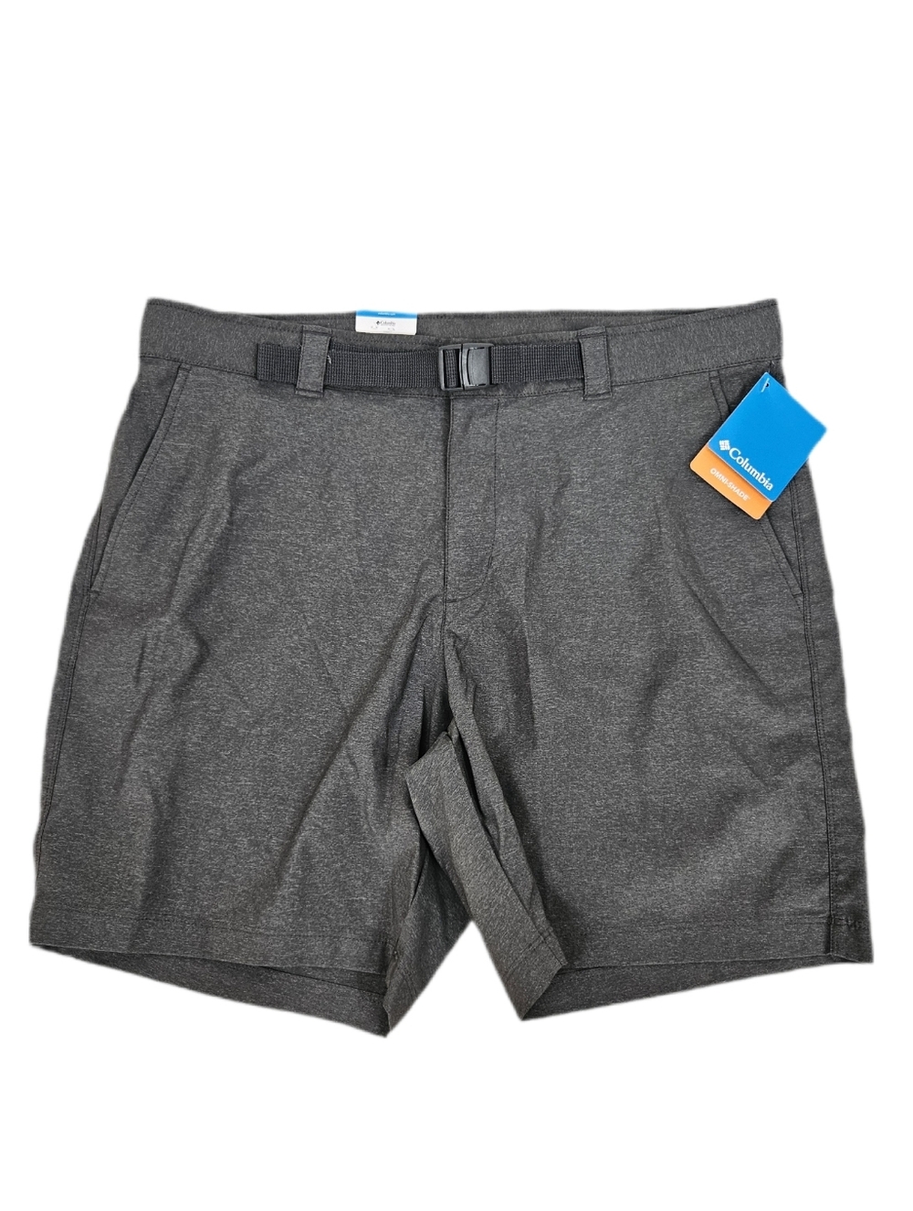 Columbia Shorts Gray Mens 36 Sullivan Bay EXS 8" Belted UPF Wicking Outdoor Camp
